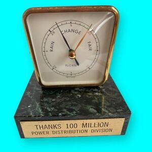 Vintage Desktop Weather Station Florn Made In Germany Marble Base